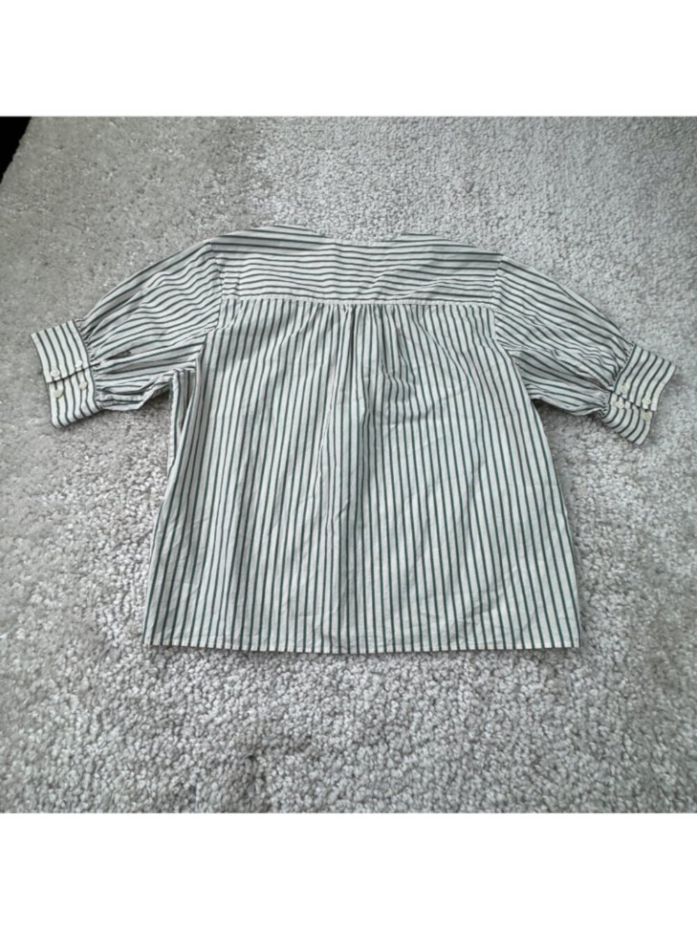 FRAME Green Gem V-Neck Striped Popover Top Womens Small - Picture 3 of 7